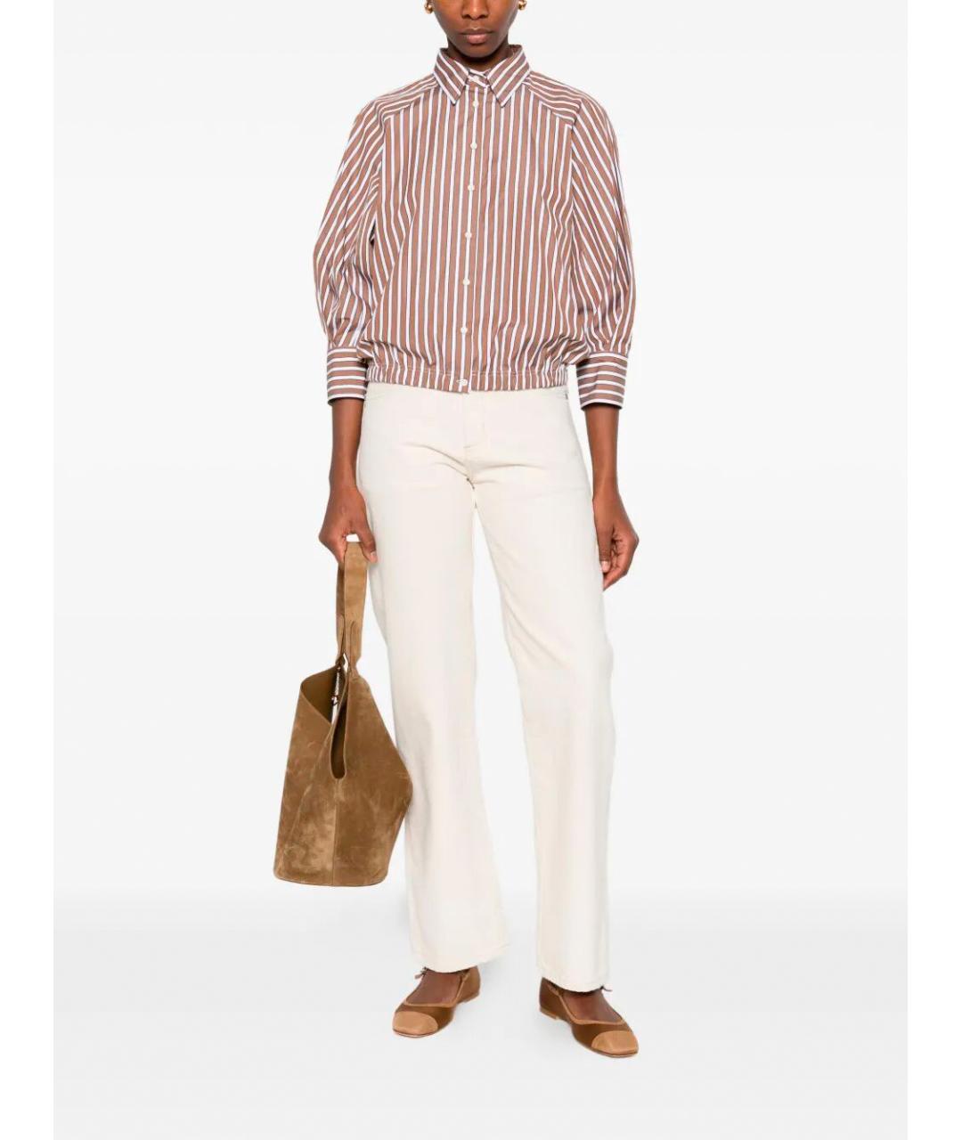 BRUNELLO CUCINELLI Коричневая хлопковая рубашка, фото 2