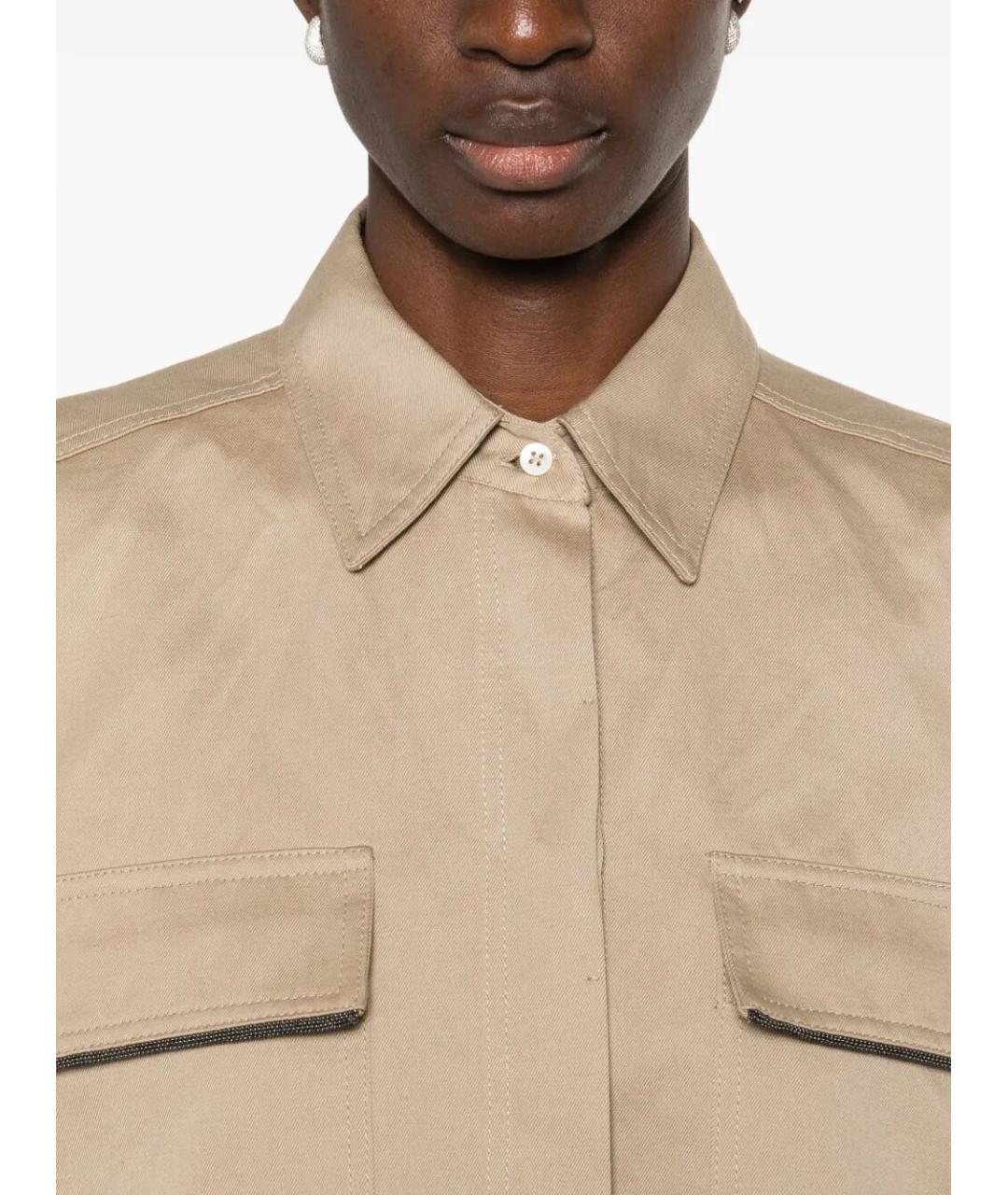 BRUNELLO CUCINELLI Бежевая хлопковая рубашка, фото 5