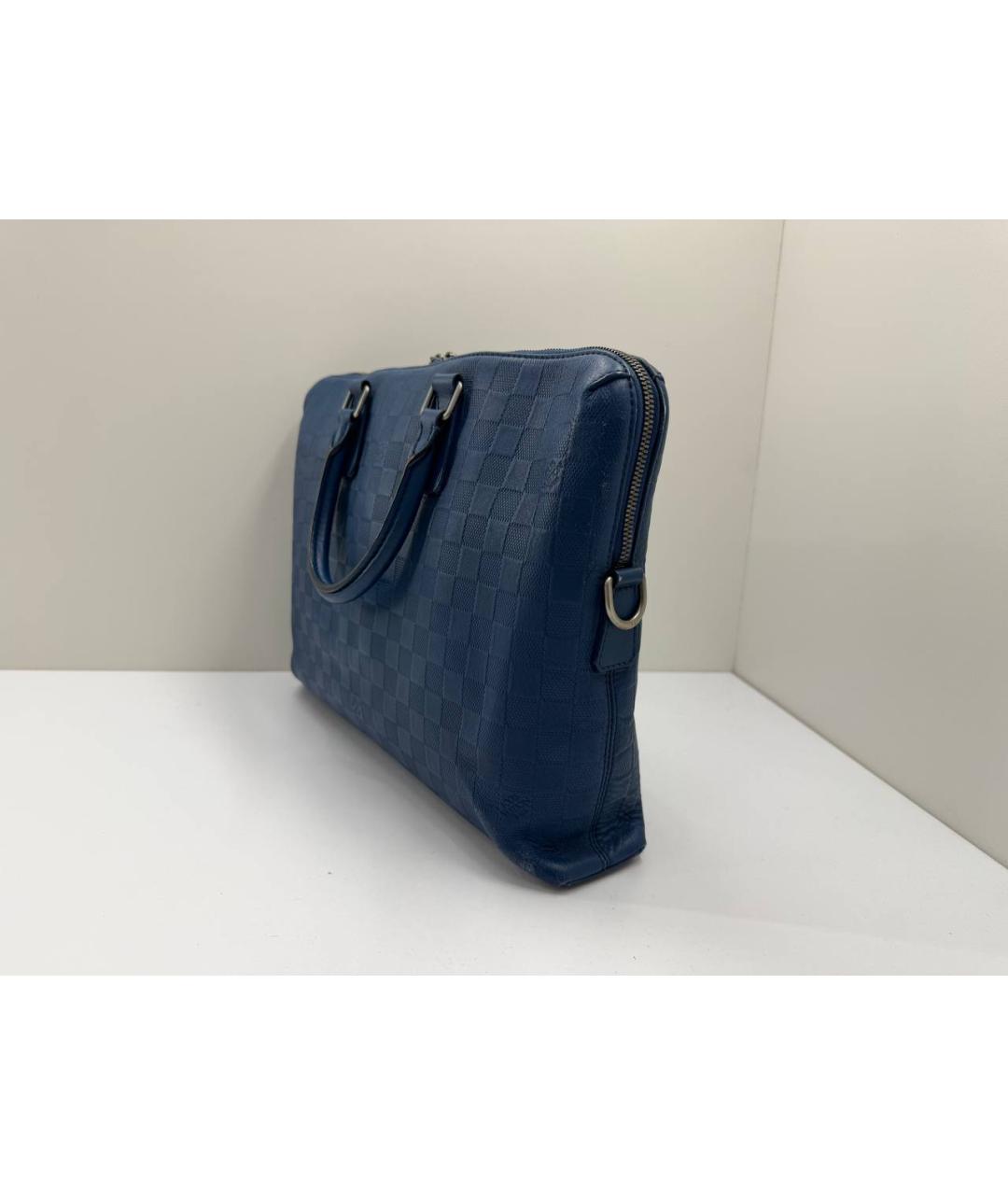 LOUIS VUITTON Синий кожаный портфель, фото 8