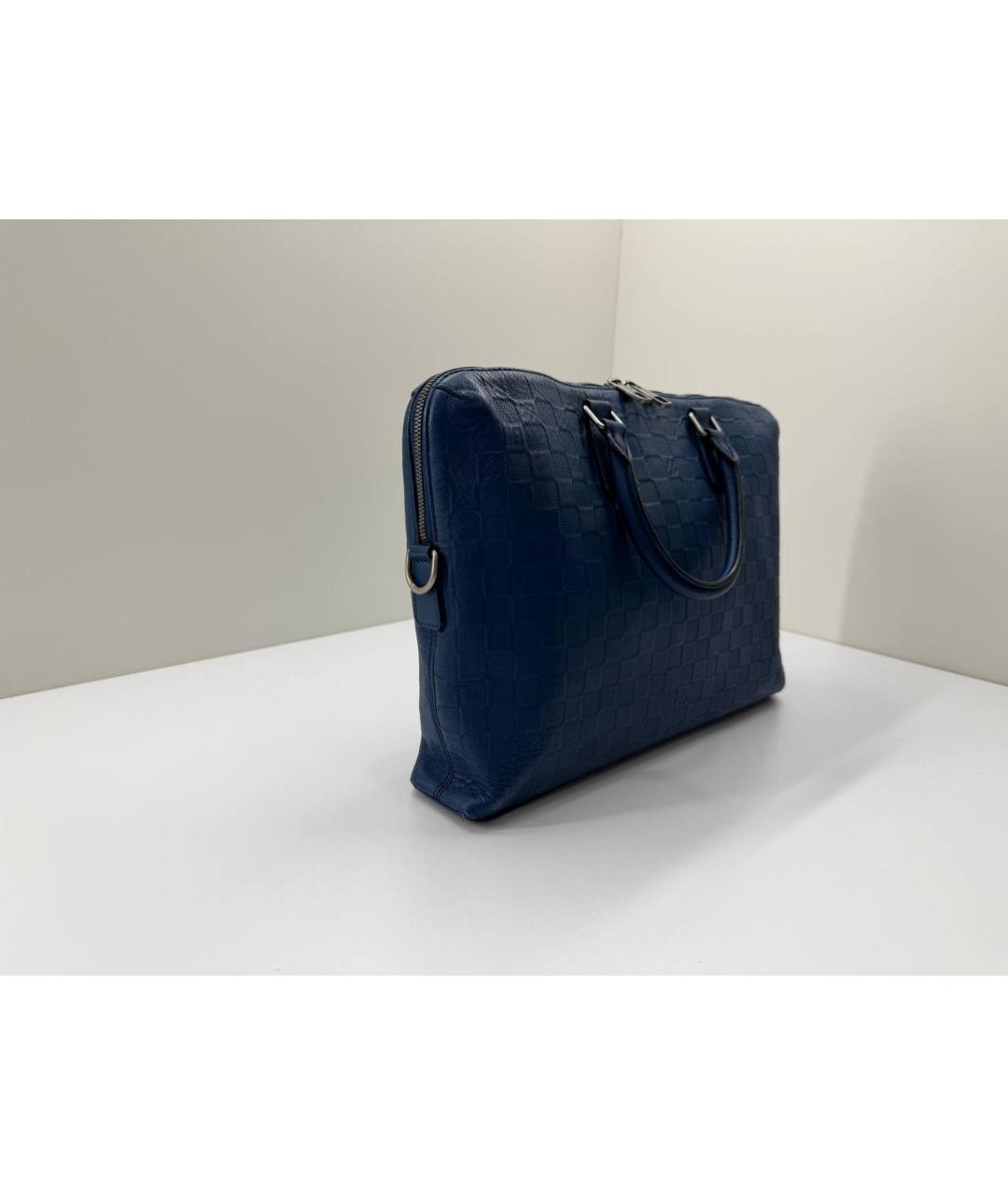 LOUIS VUITTON Синий кожаный портфель, фото 4