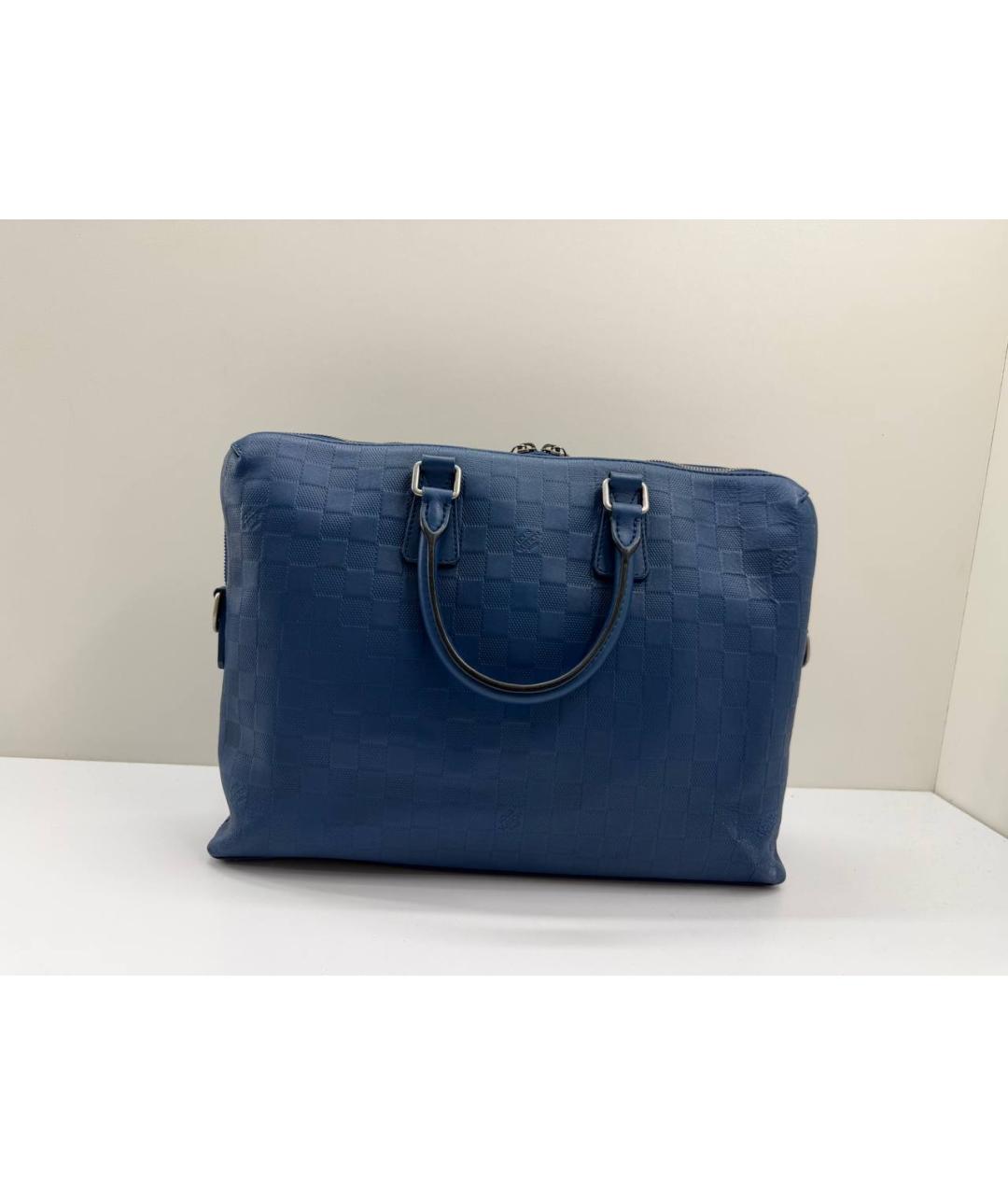 LOUIS VUITTON Синий кожаный портфель, фото 6