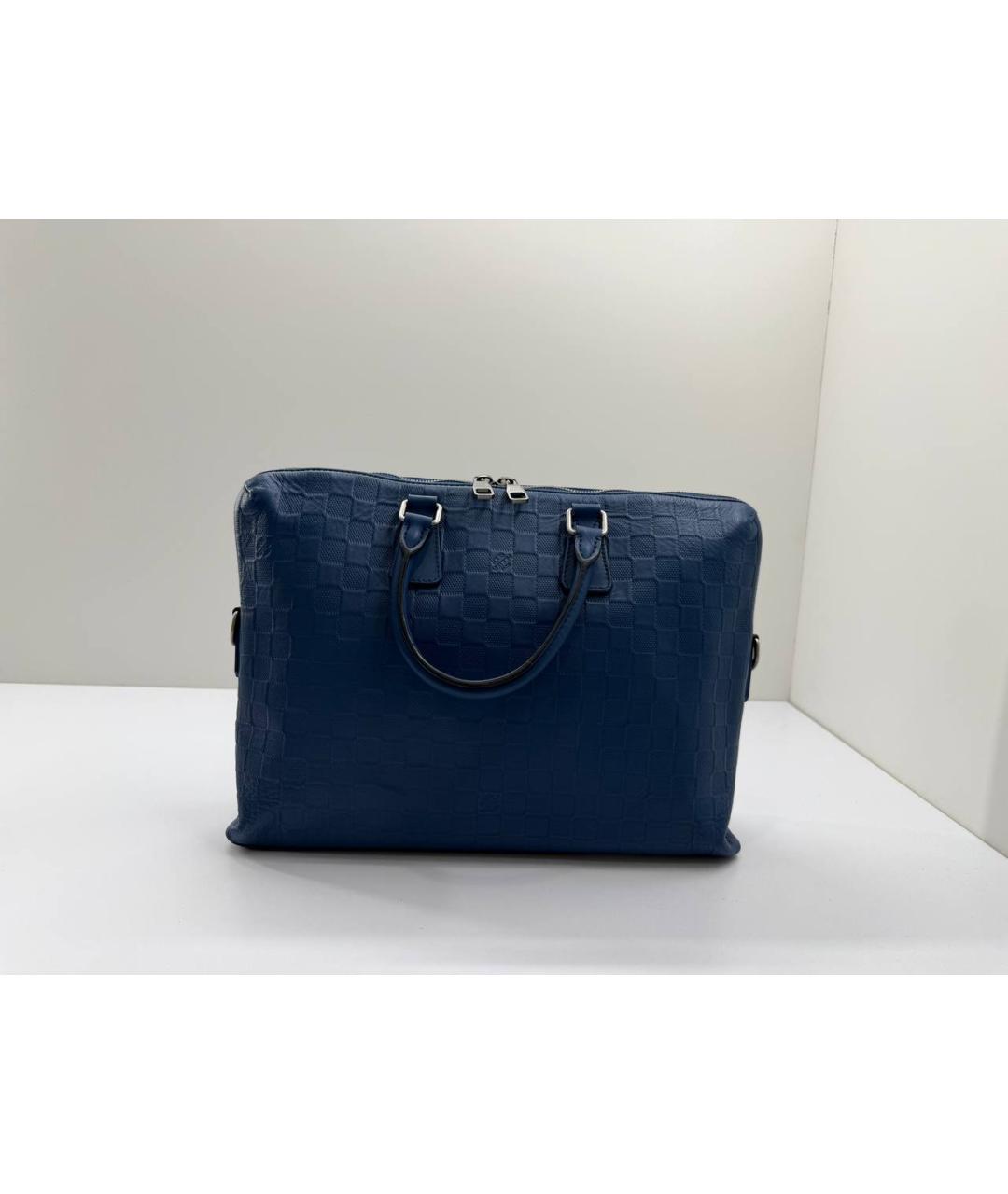 LOUIS VUITTON Синий кожаный портфель, фото 2