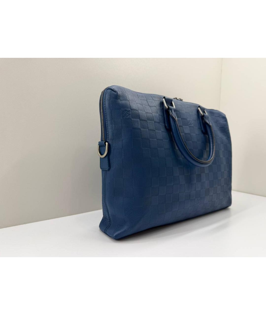 LOUIS VUITTON Синий кожаный портфель, фото 7