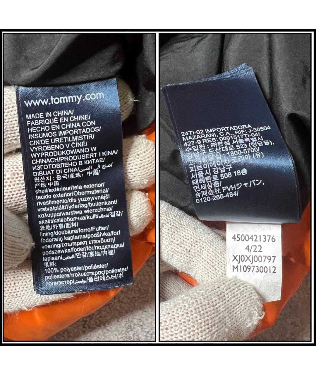 TOMMY HILFIGER Оранжевый полиэстеровый пуховик, фото 8