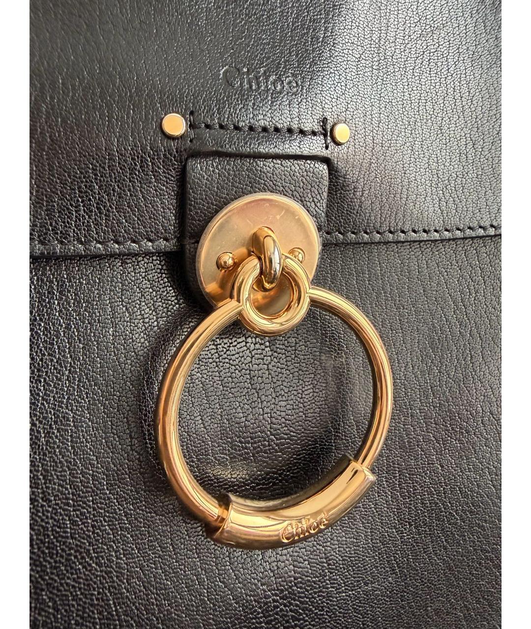 CHLOE Черная кожаная сумка с короткими ручками, фото 5