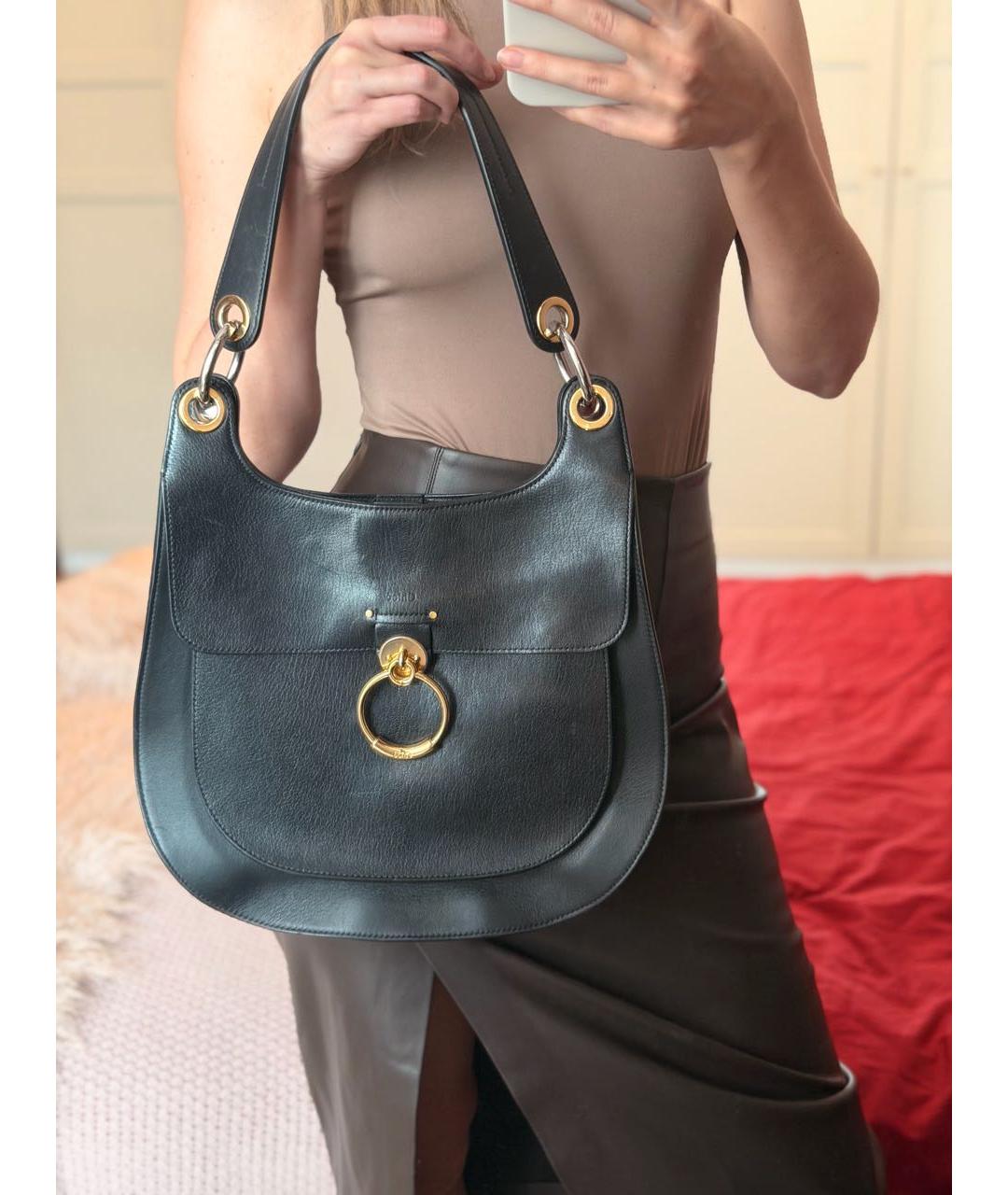 CHLOE Черная кожаная сумка с короткими ручками, фото 9