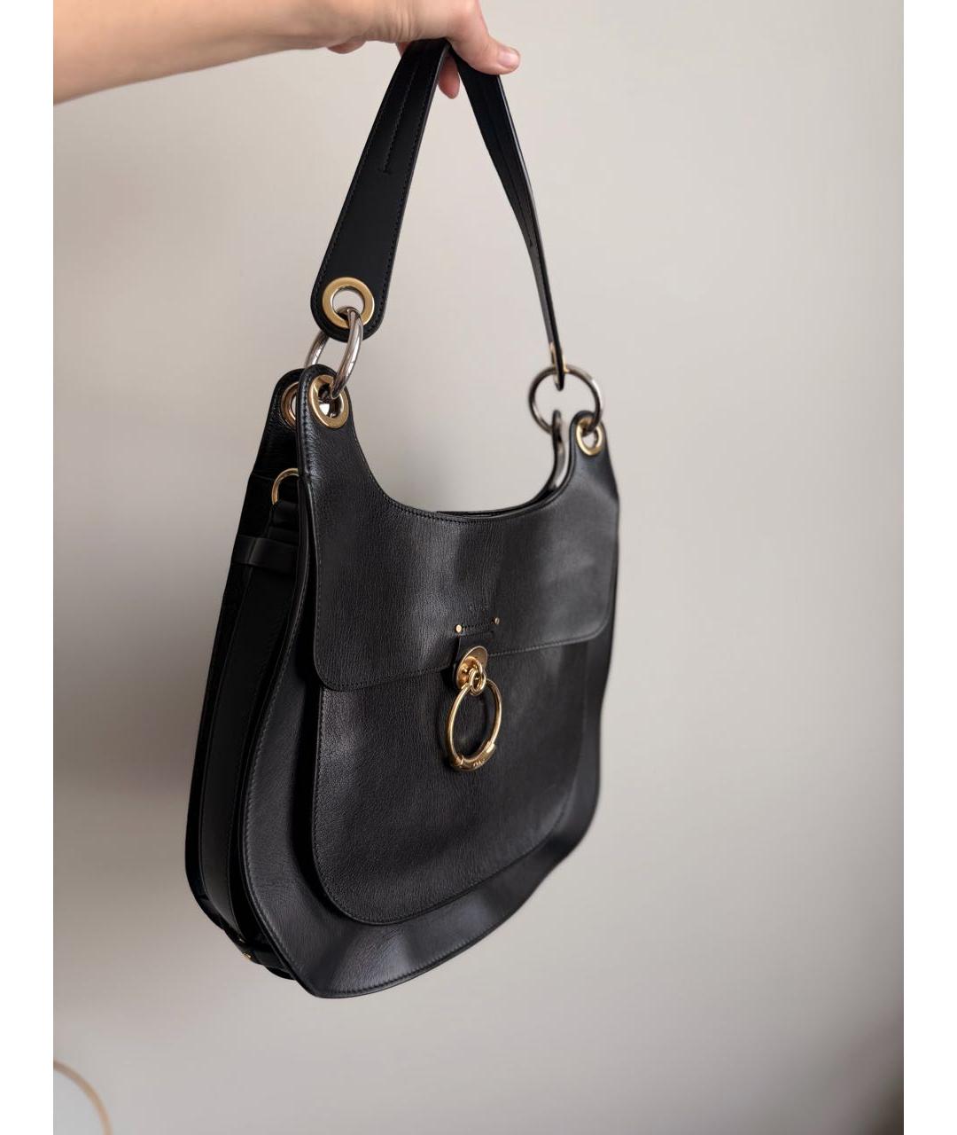 CHLOE Черная кожаная сумка с короткими ручками, фото 2