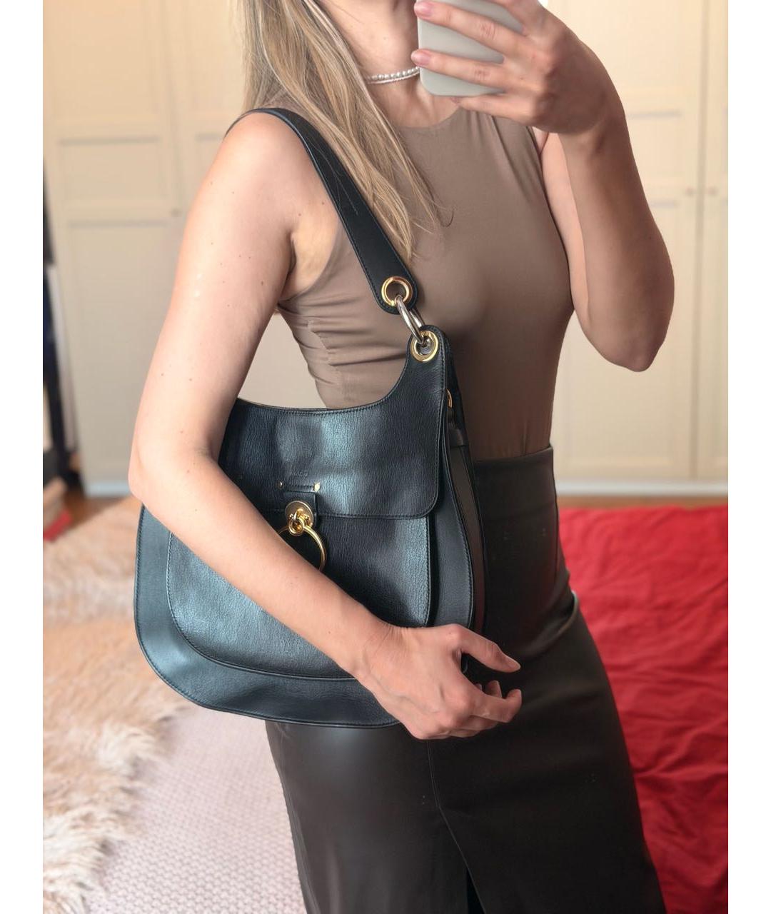 CHLOE Черная кожаная сумка с короткими ручками, фото 7