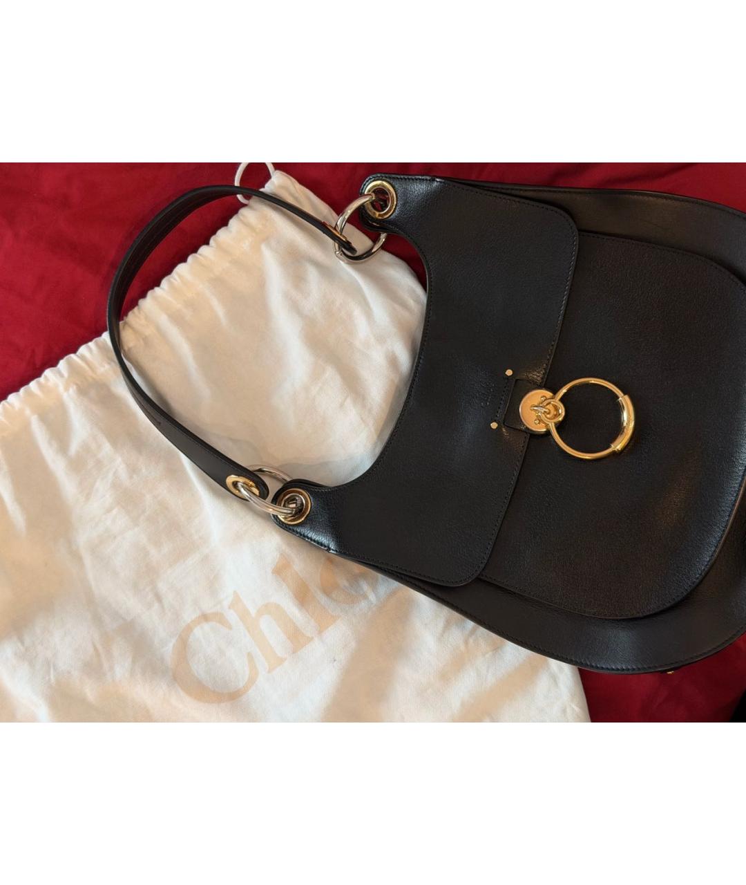 CHLOE Черная кожаная сумка с короткими ручками, фото 8