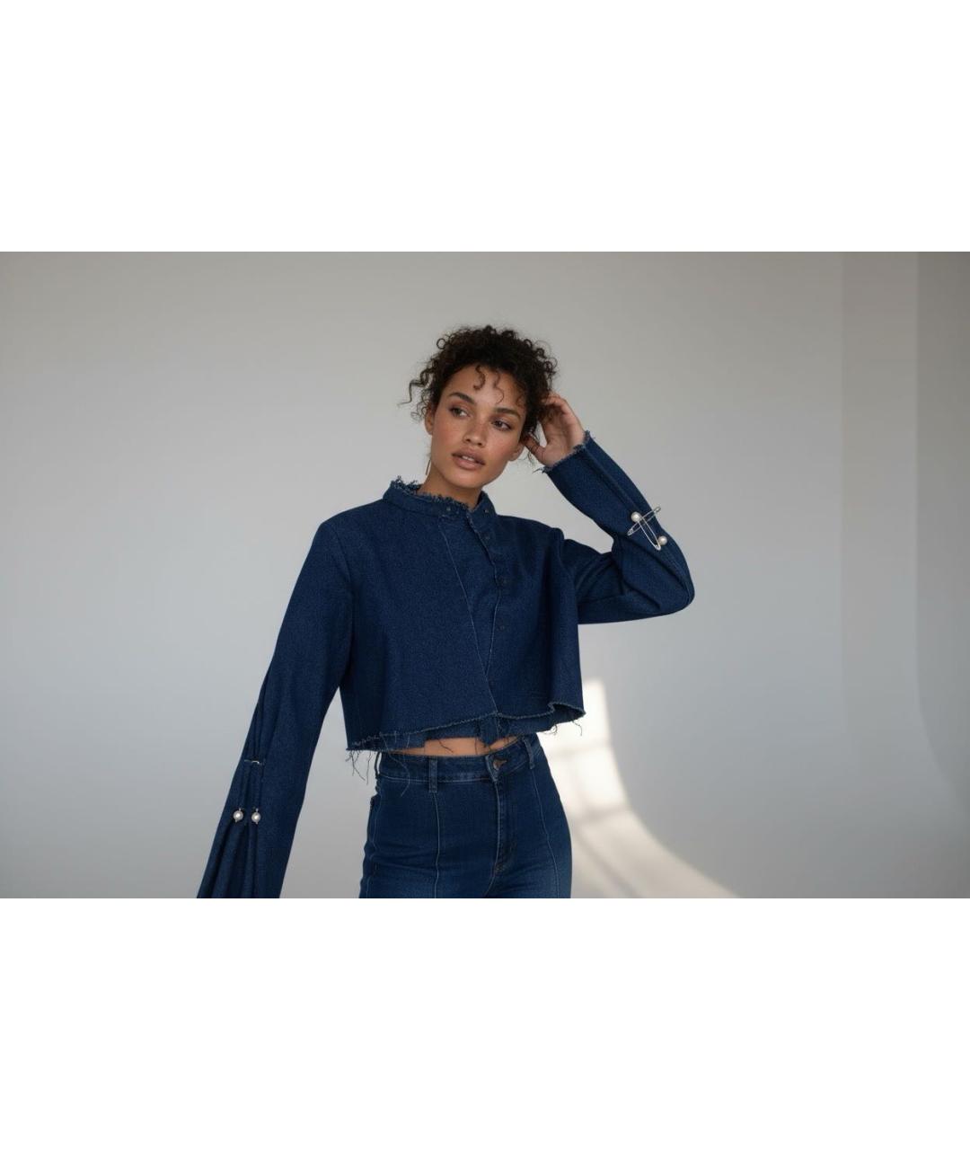 MOTHER Темно-синяя деним блузы, фото 2
