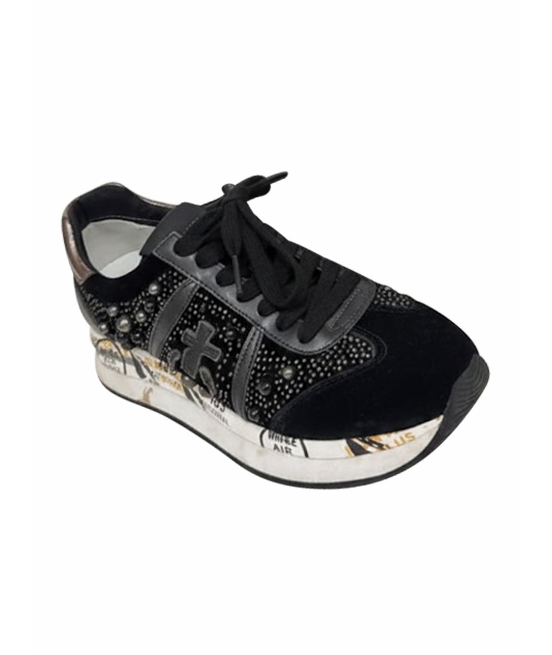 PREMIATA Черные бархатные кроссовки, фото 1