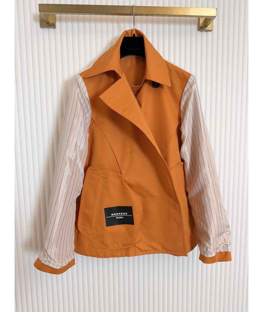 WEEKEND MAX MARA Оранжевый хлопковый тренч/плащ, фото 5