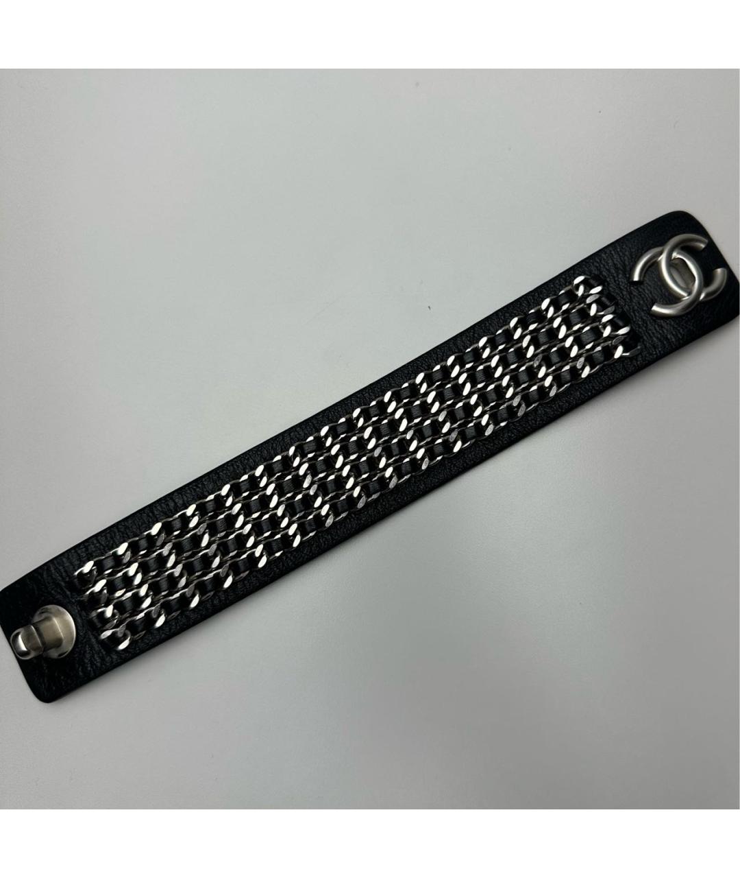 CHANEL Черный кожаный браслет, фото 4