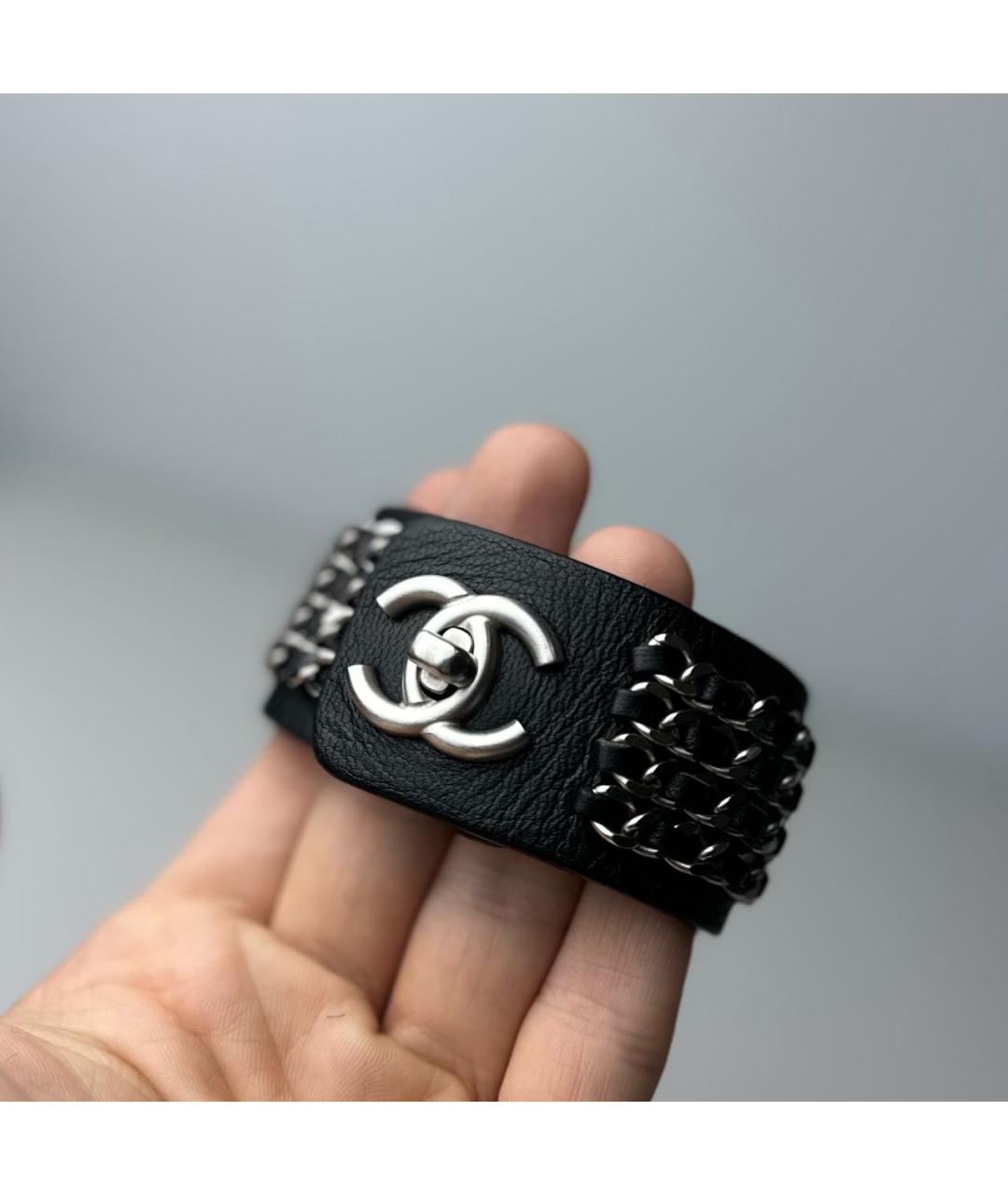 CHANEL Черный кожаный браслет, фото 5
