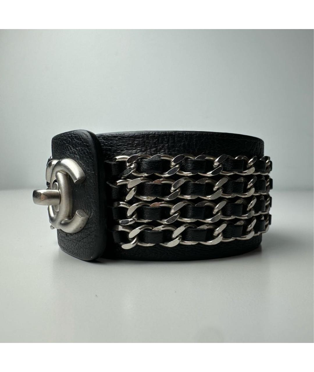 CHANEL Черный кожаный браслет, фото 2