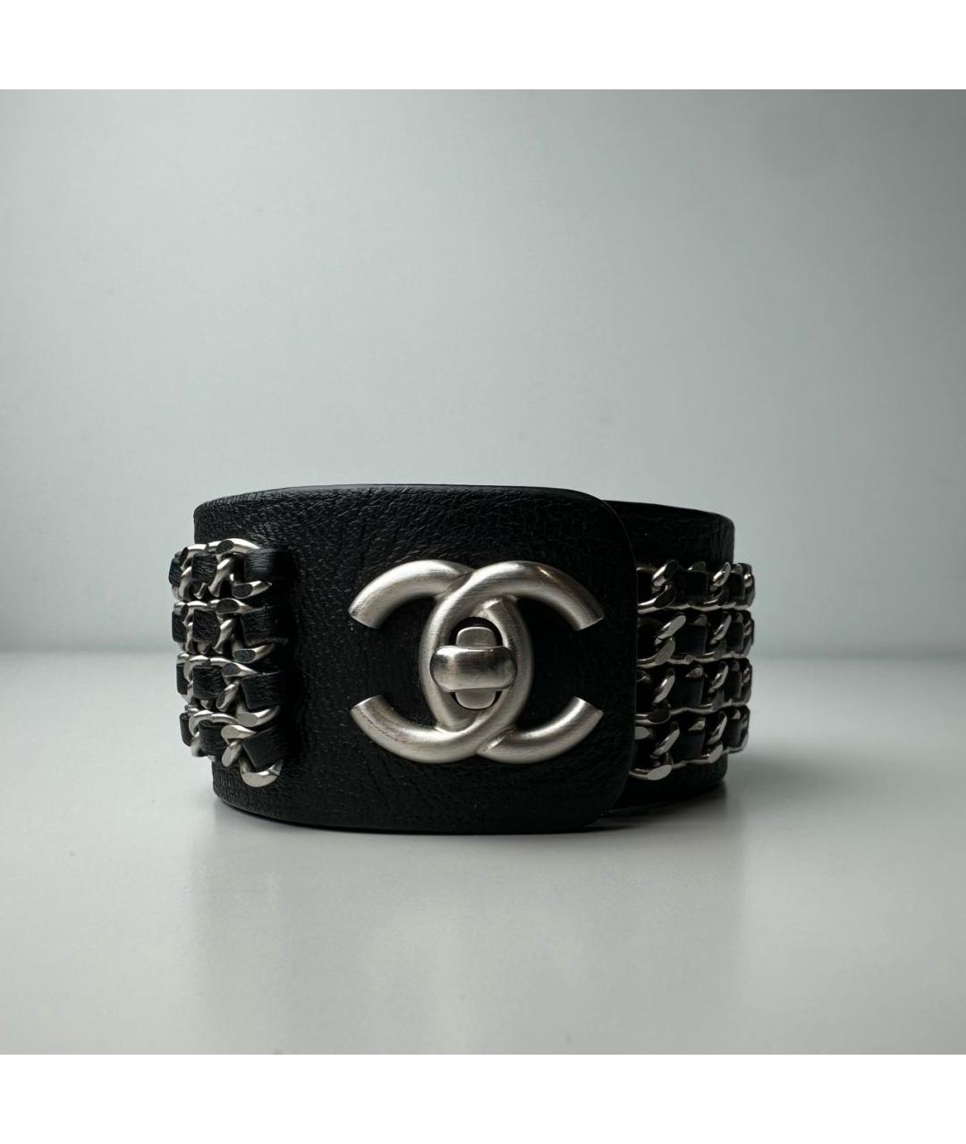 CHANEL Черный кожаный браслет, фото 3