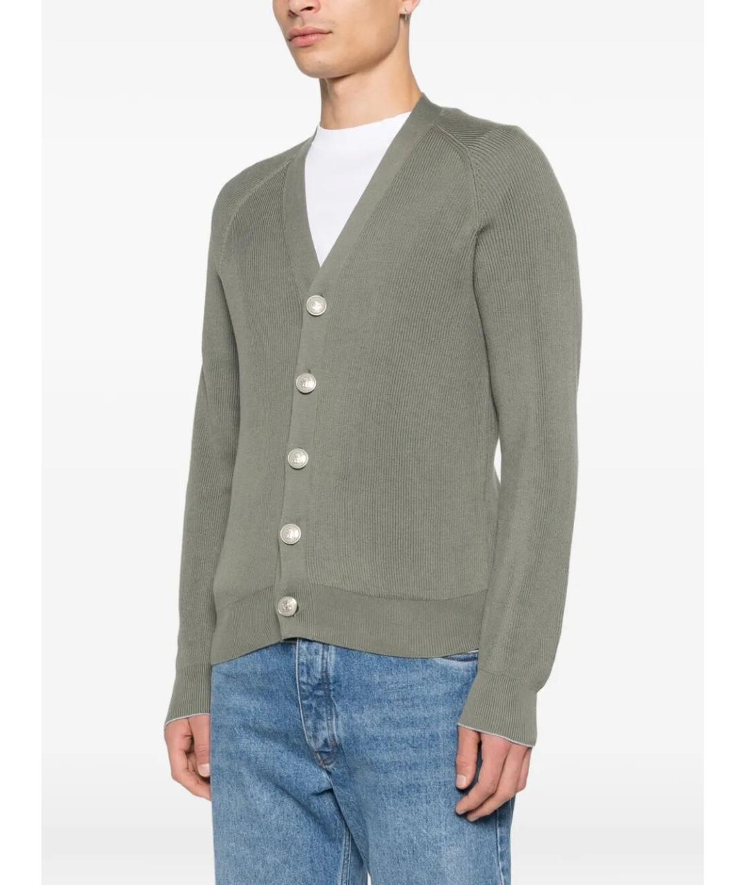 BRUNELLO CUCINELLI Хаки хлопковый кардиган, фото 5