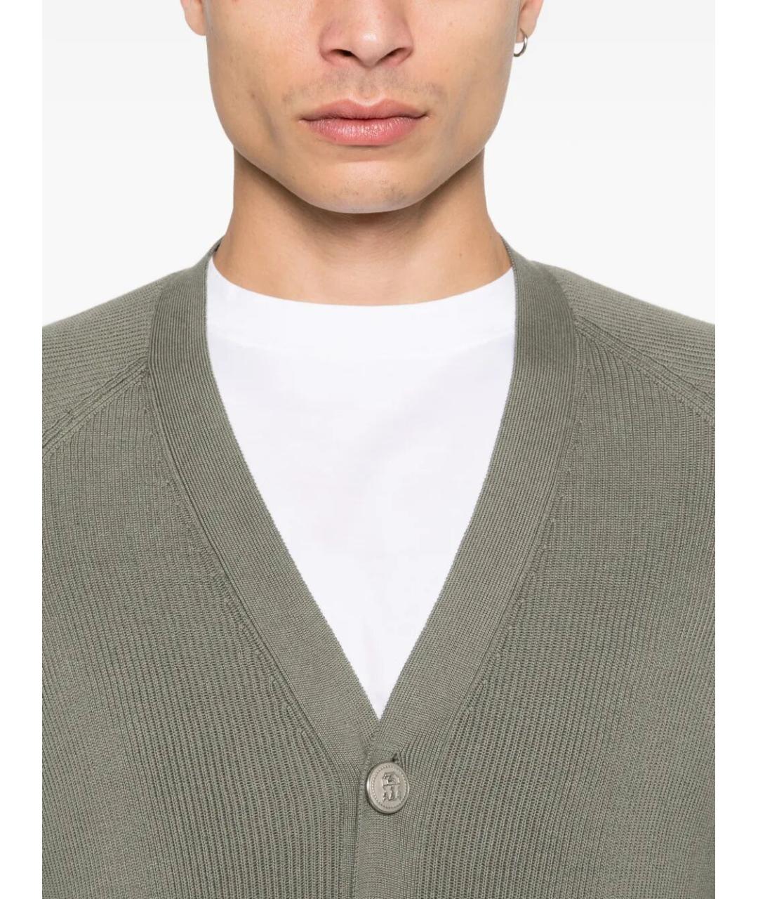 BRUNELLO CUCINELLI Хаки хлопковый кардиган, фото 3
