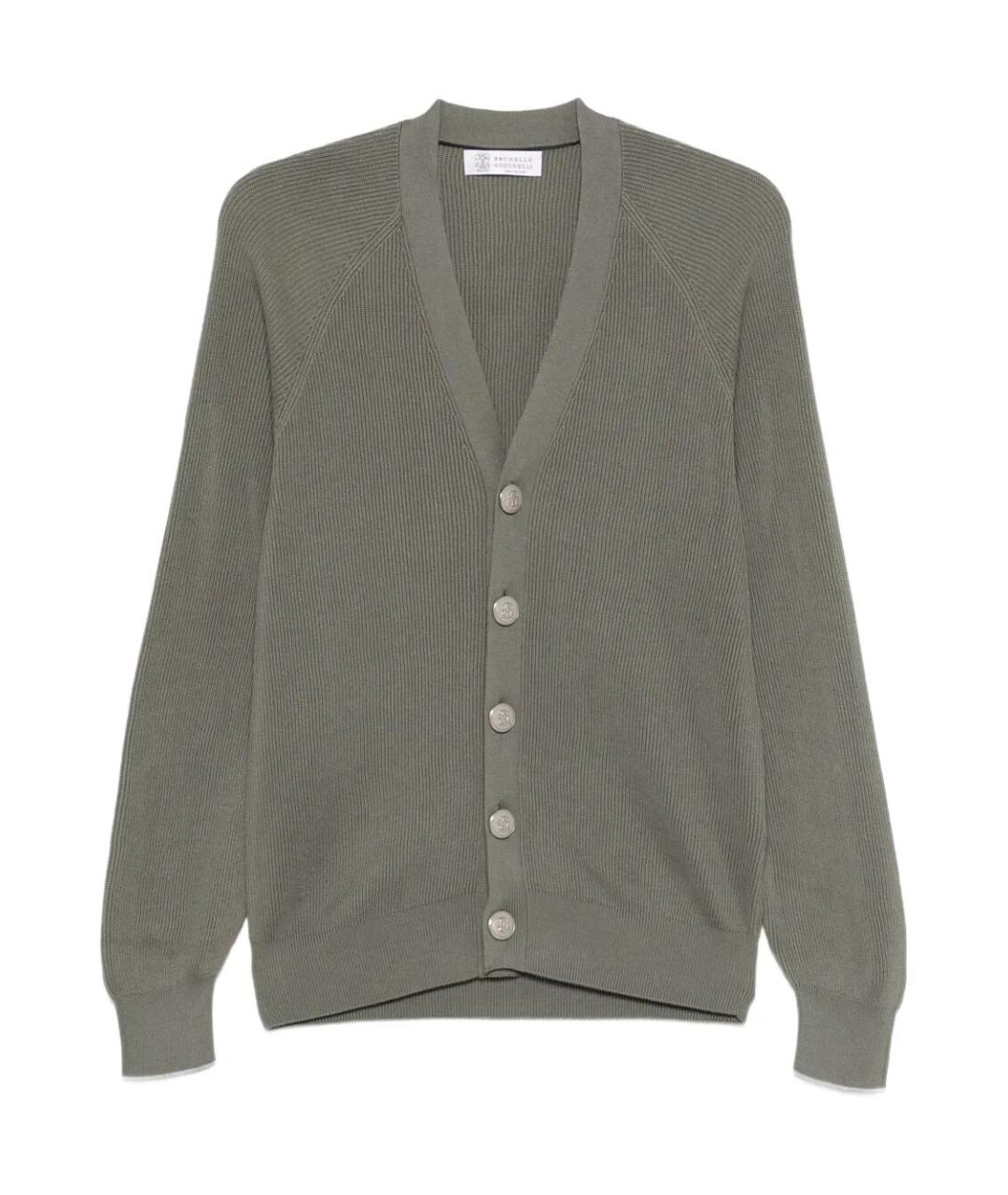 BRUNELLO CUCINELLI Хаки хлопковый кардиган, фото 1