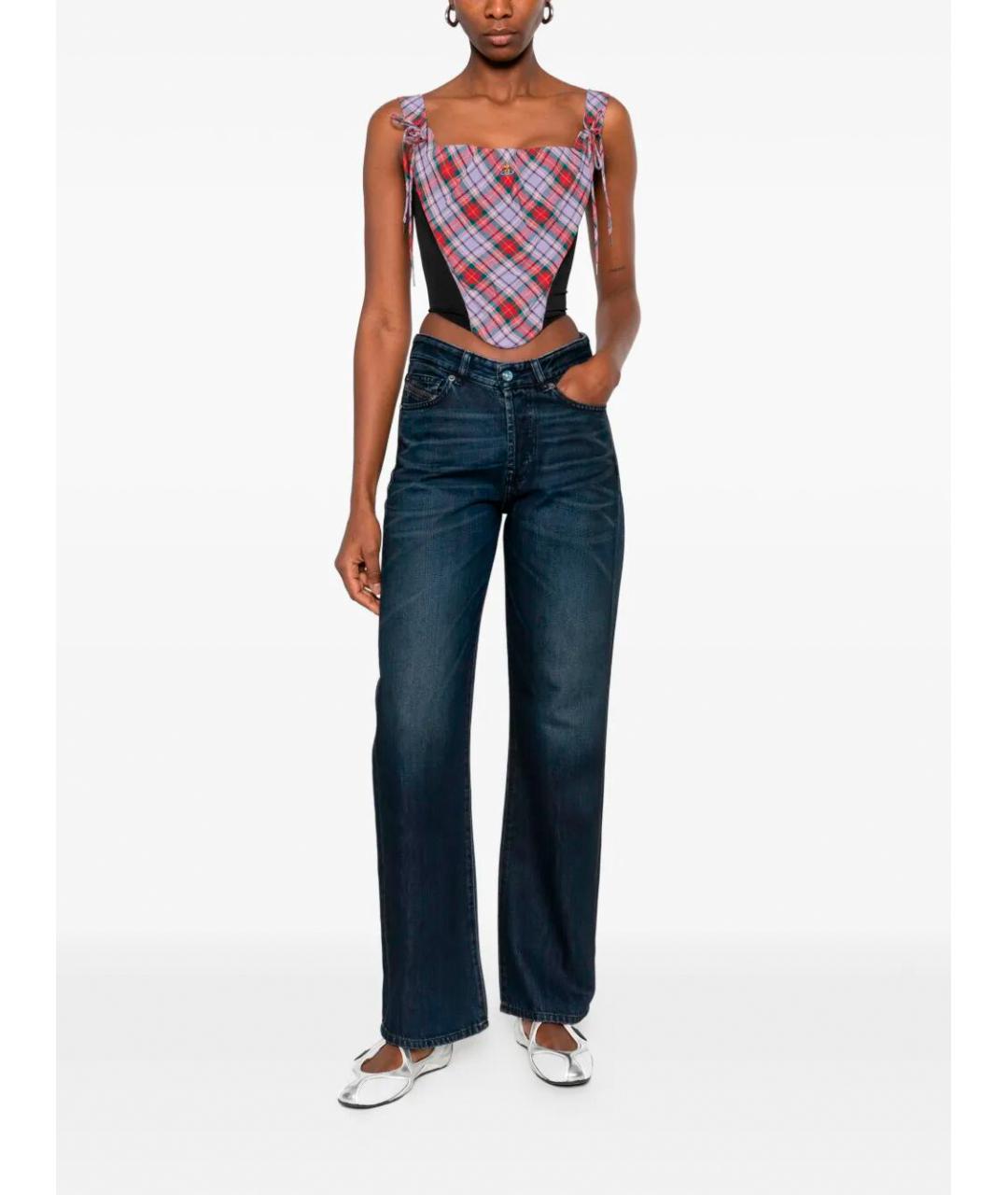 DIESEL Темно-синие хлопко-лиоцелловые прямые джинсы, фото 2