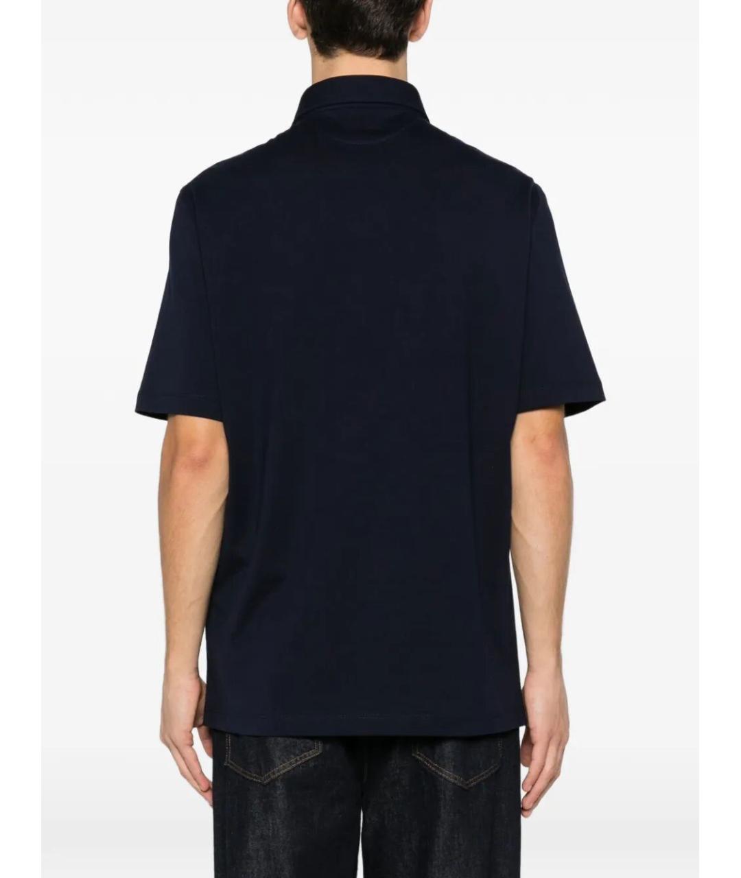 BRUNELLO CUCINELLI Черное хлопковое поло с коротким рукавом, фото 3