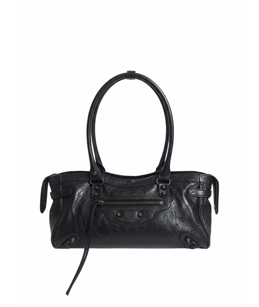 BALENCIAGA Черная кожаная сумка через плечо, фото 1