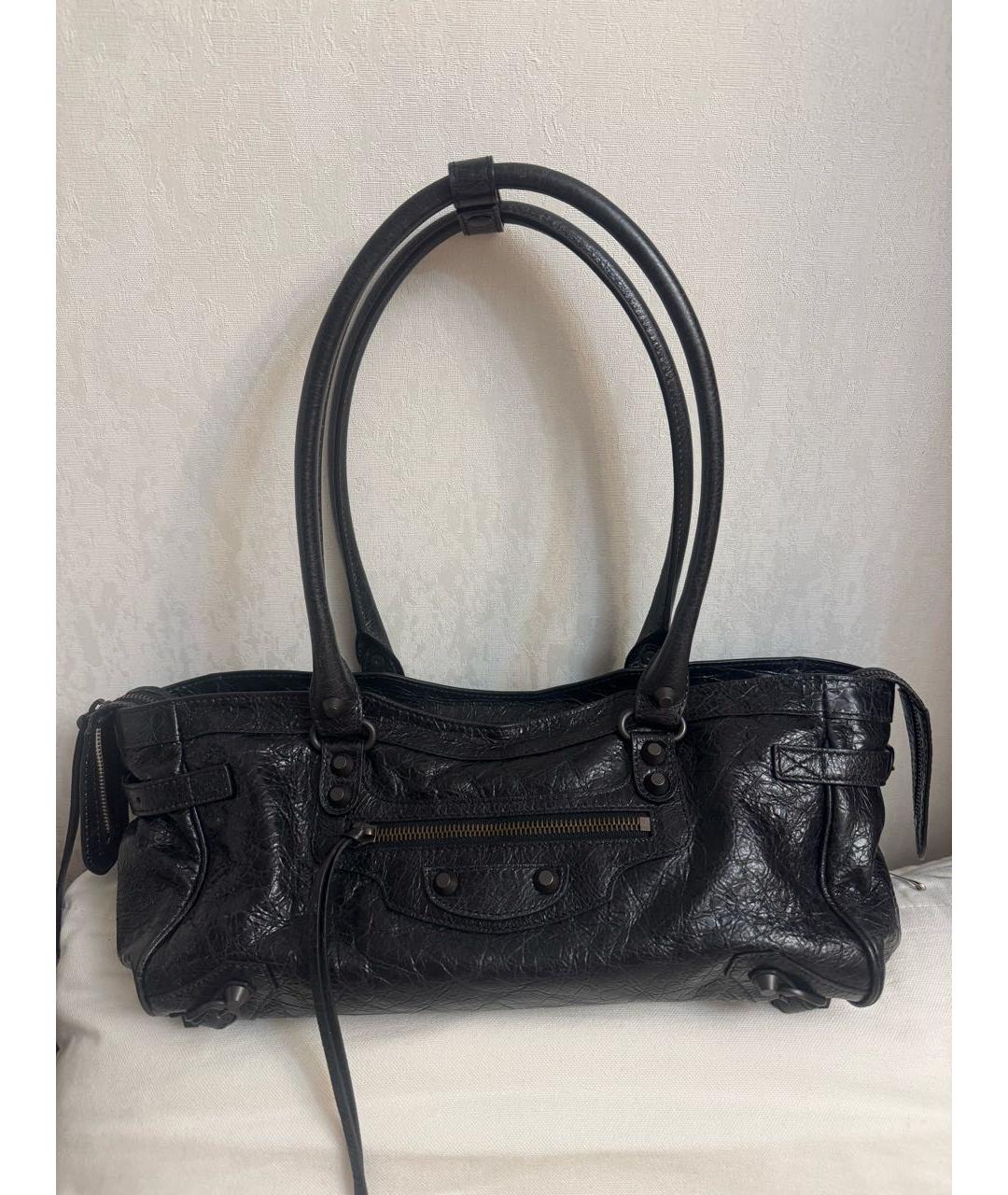 BALENCIAGA Черная кожаная сумка через плечо, фото 9