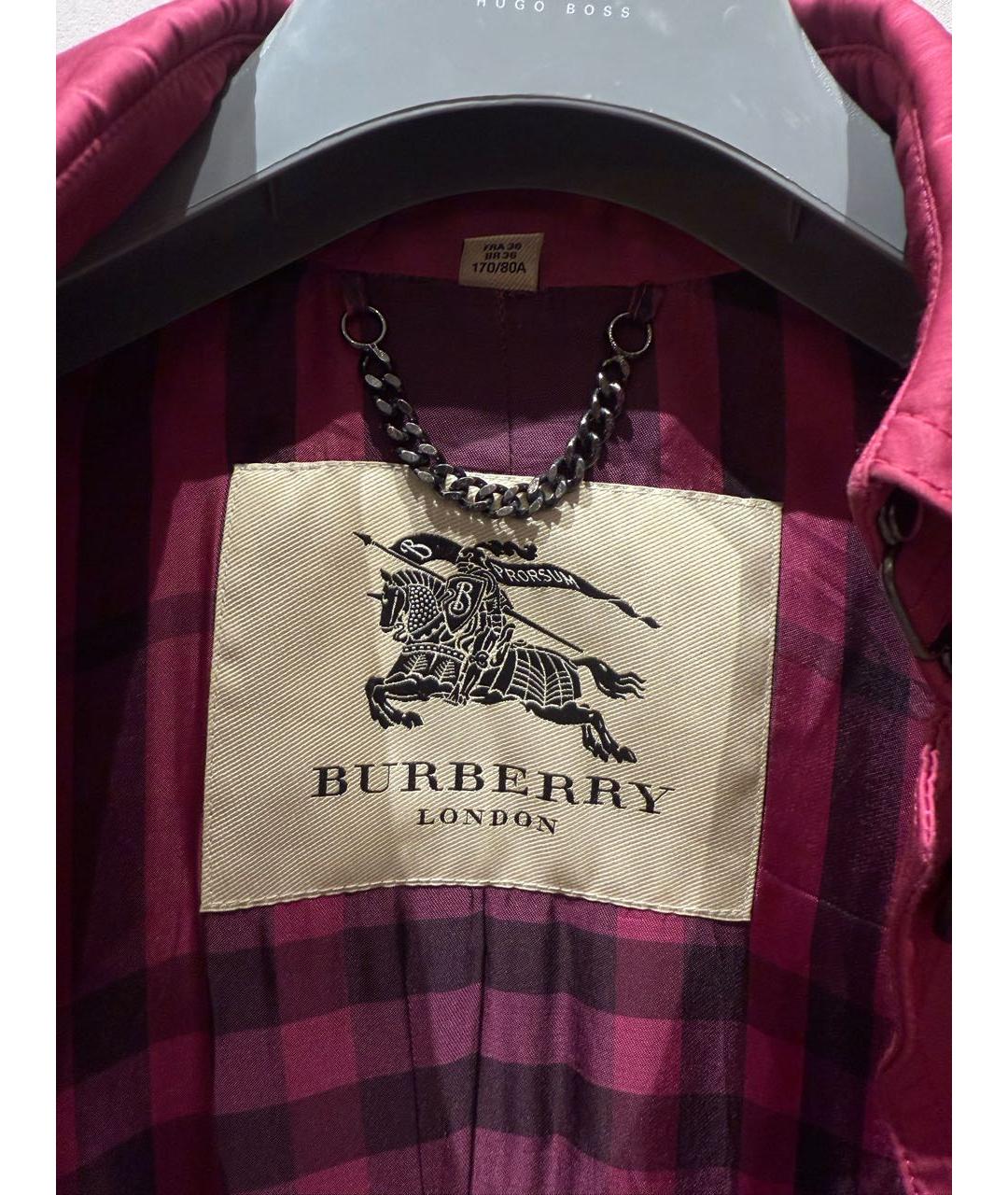 BURBERRY Фуксия полиэстеровое пальто, фото 3