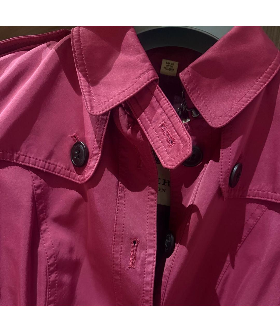 BURBERRY Фуксия полиэстеровое пальто, фото 4