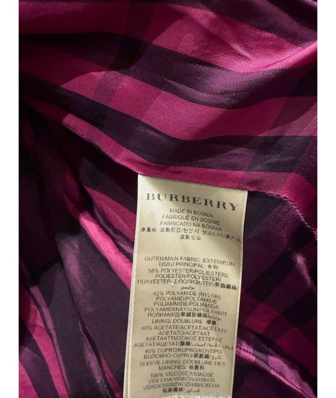 BURBERRY Фуксия полиэстеровое пальто, фото 5