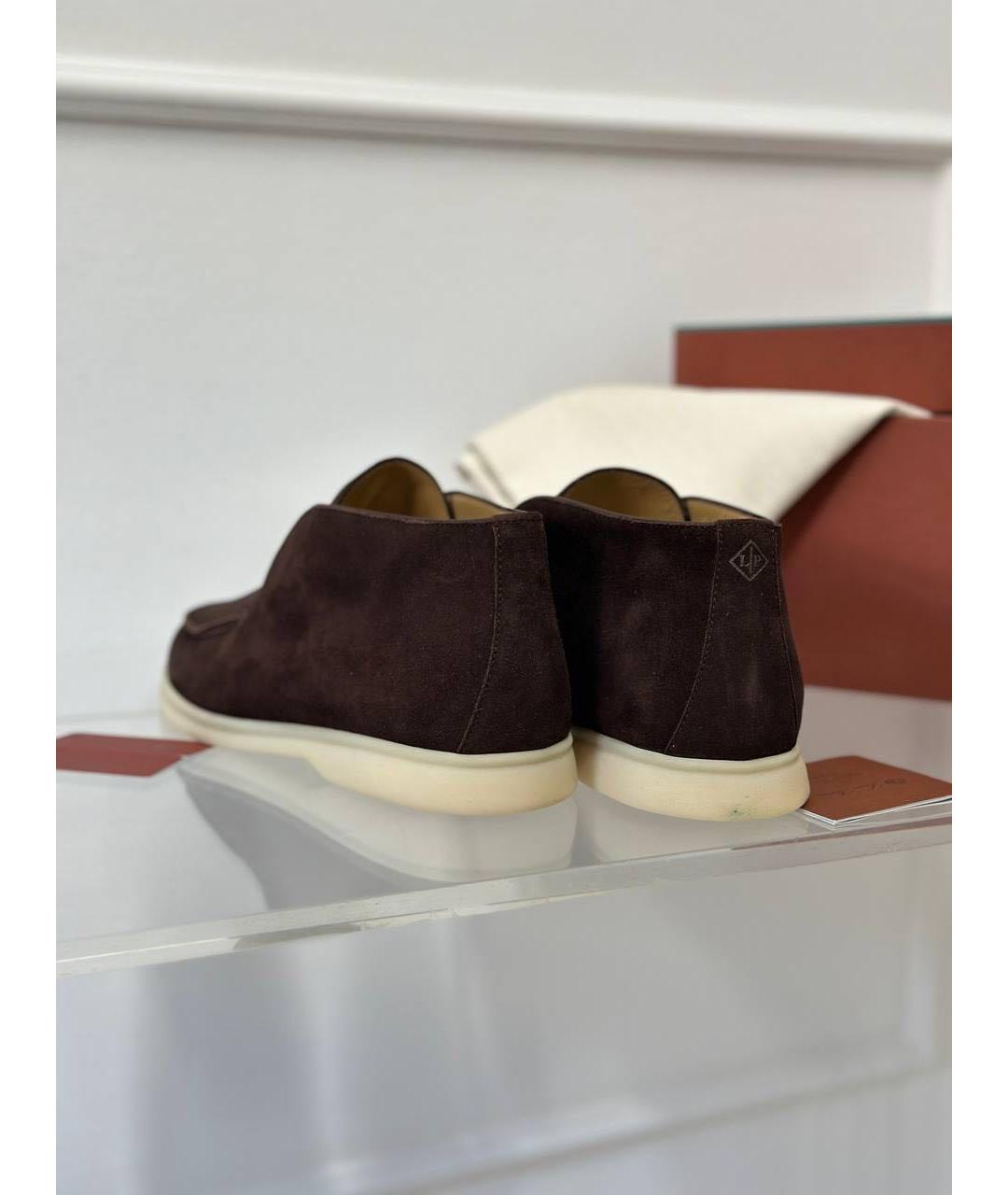 LORO PIANA Коричневые замшевые ботинки, фото 3