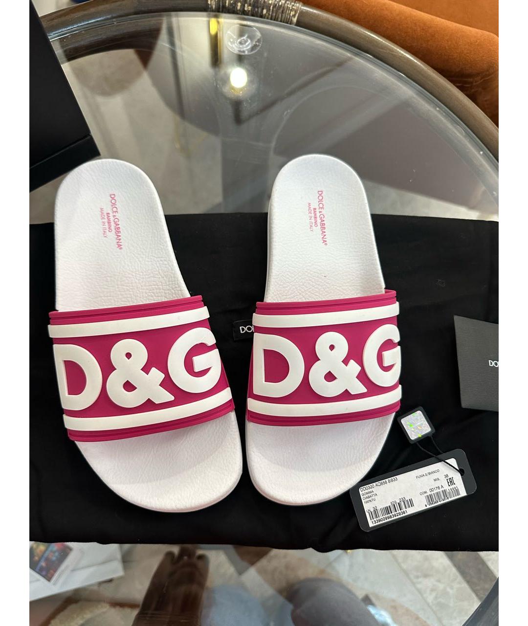 DOLCE&GABBANA Белые резиновые шлепанцы, фото 2