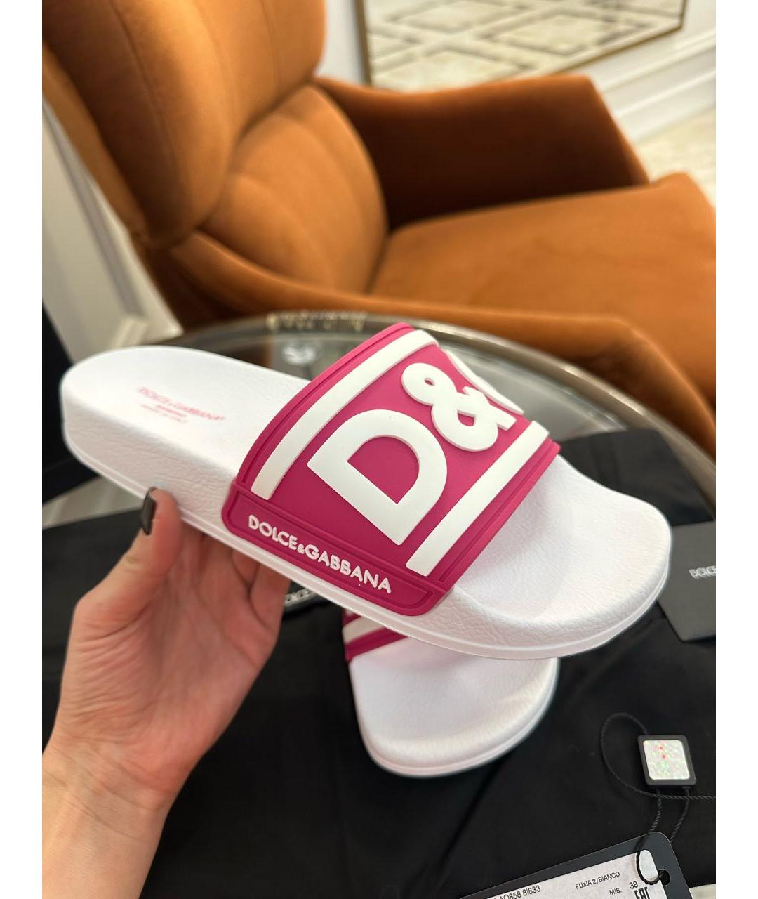 DOLCE&GABBANA Белые резиновые шлепанцы, фото 6