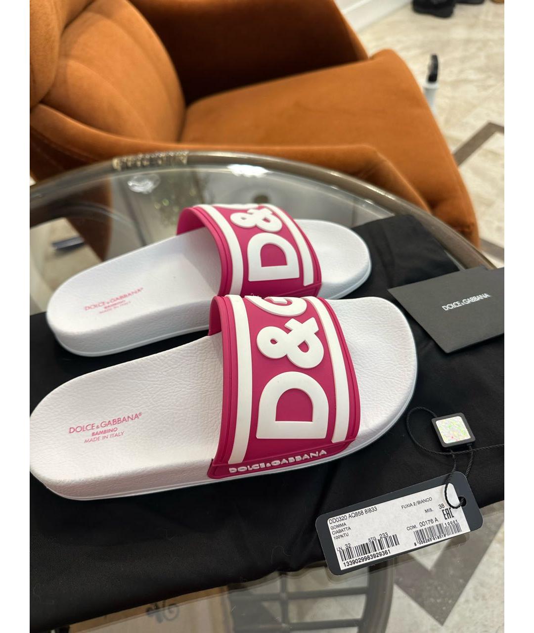 DOLCE&GABBANA Белые резиновые шлепанцы, фото 3
