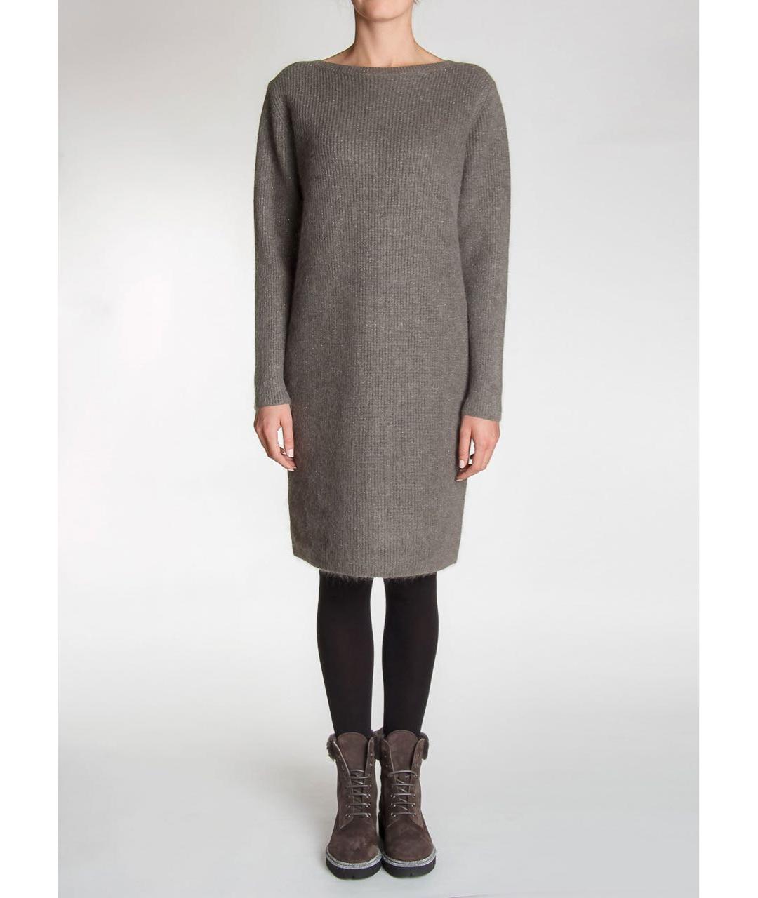 FABIANA FILIPPI Антрацитовое шерстяное повседневное платье, фото 2