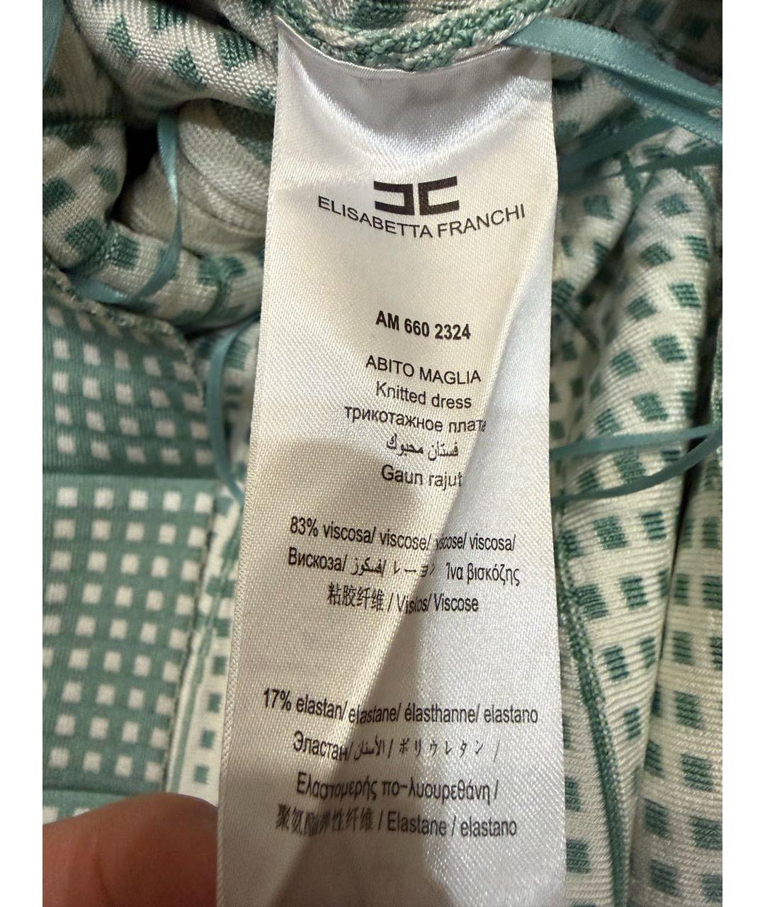 ELISABETTA FRANCHI Зеленые вискозное платье, фото 5