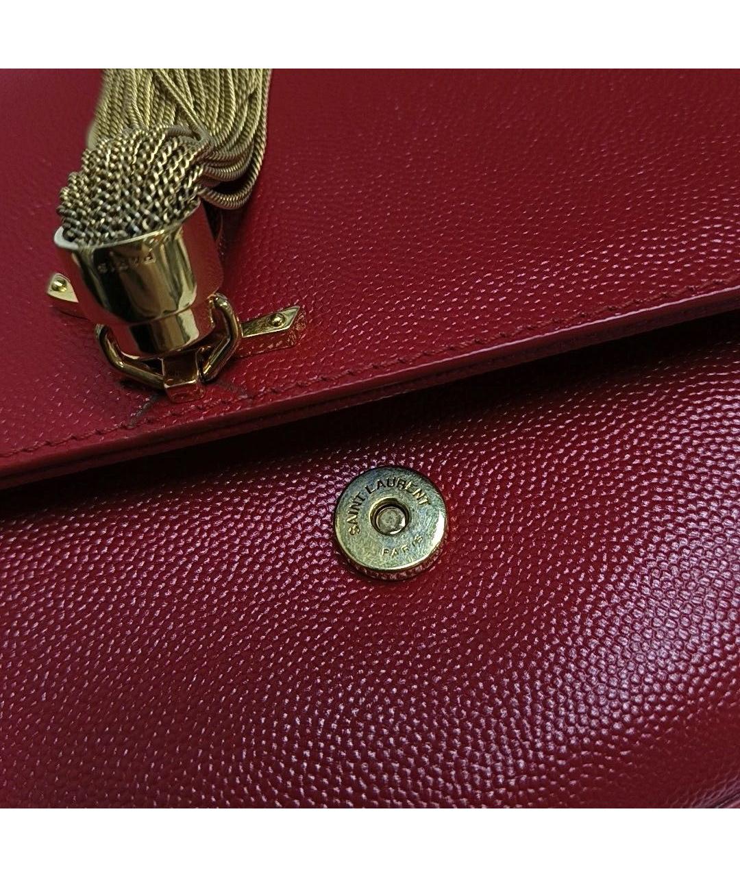SAINT LAURENT Красная кожаная сумка через плечо, фото 6
