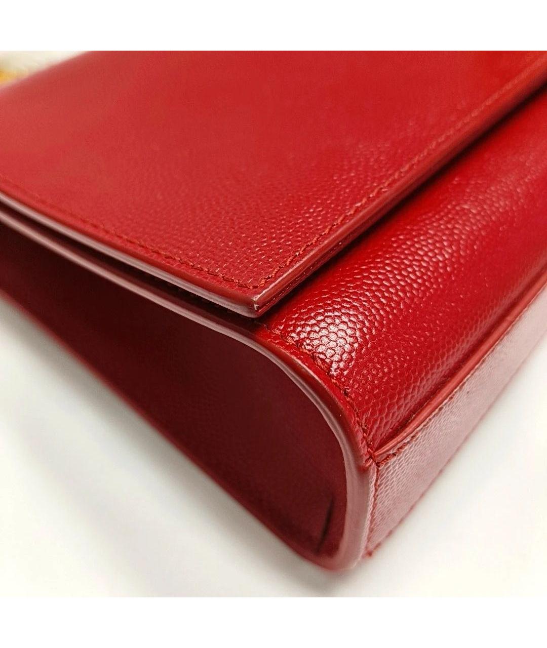 SAINT LAURENT Красная кожаная сумка через плечо, фото 7