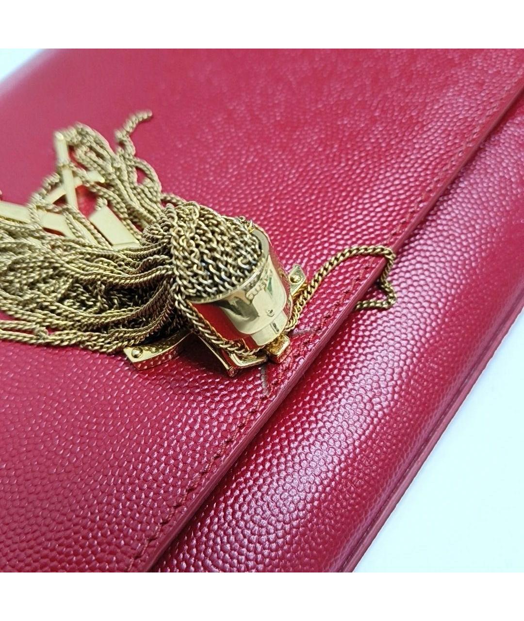 SAINT LAURENT Красная кожаная сумка через плечо, фото 5