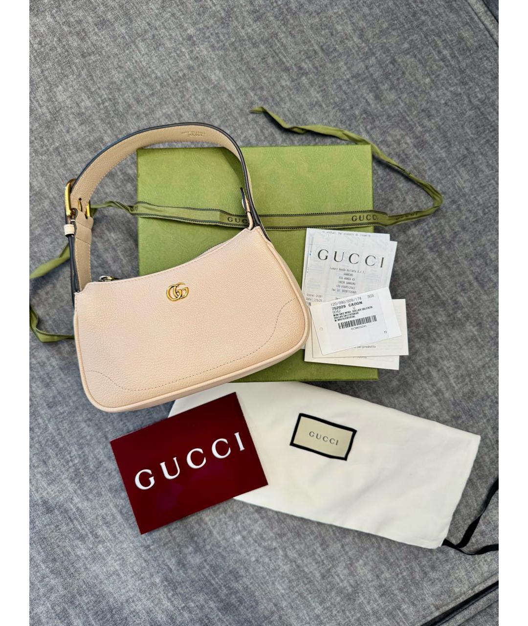 GUCCI Бежевая кожаная сумка через плечо, фото 3