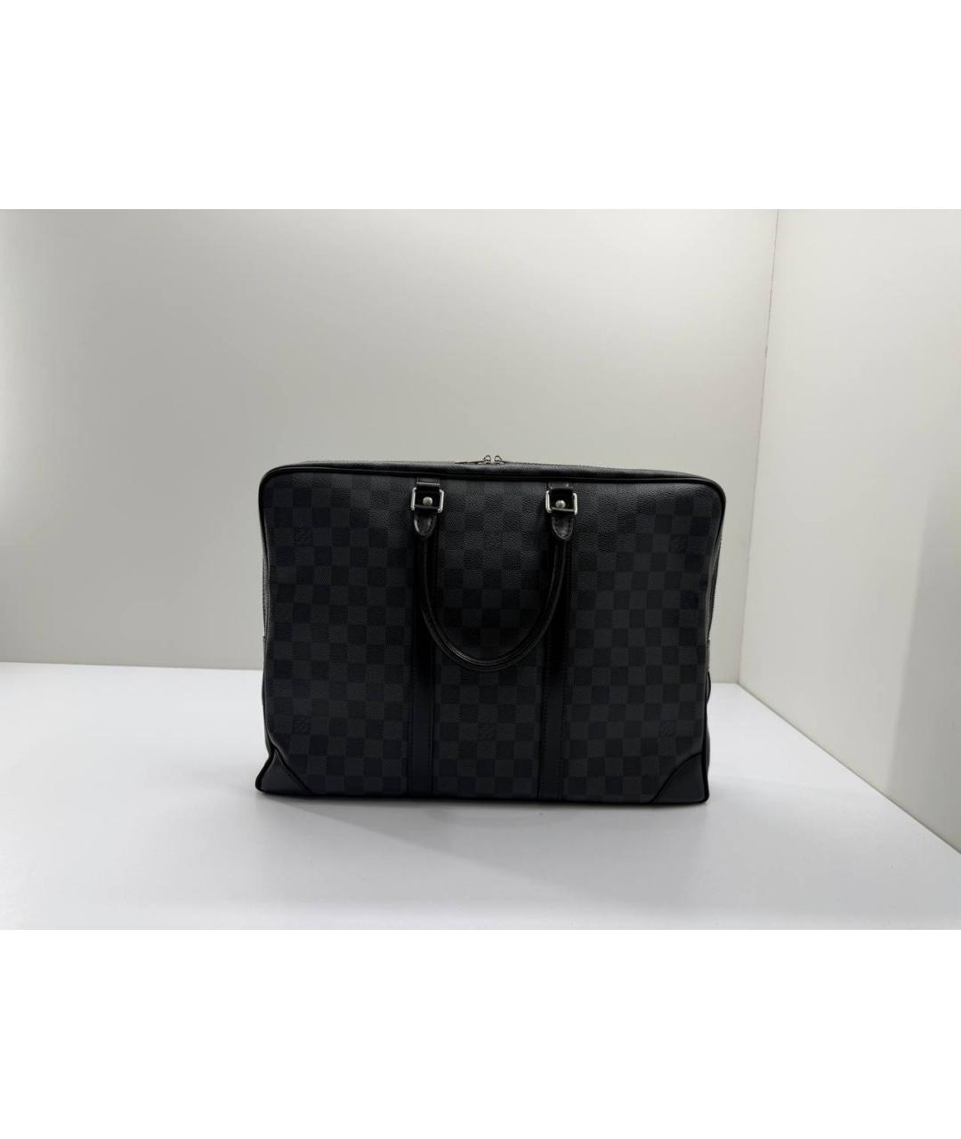 LOUIS VUITTON Черный кожаный портфель, фото 2