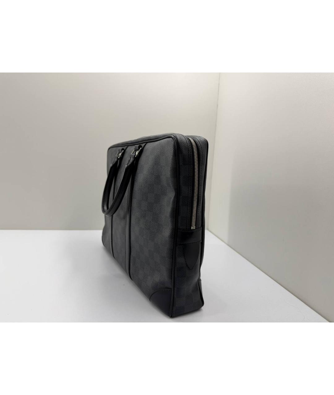 LOUIS VUITTON Черный кожаный портфель, фото 5