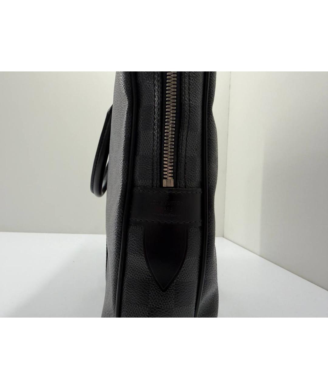 LOUIS VUITTON Черный кожаный портфель, фото 9