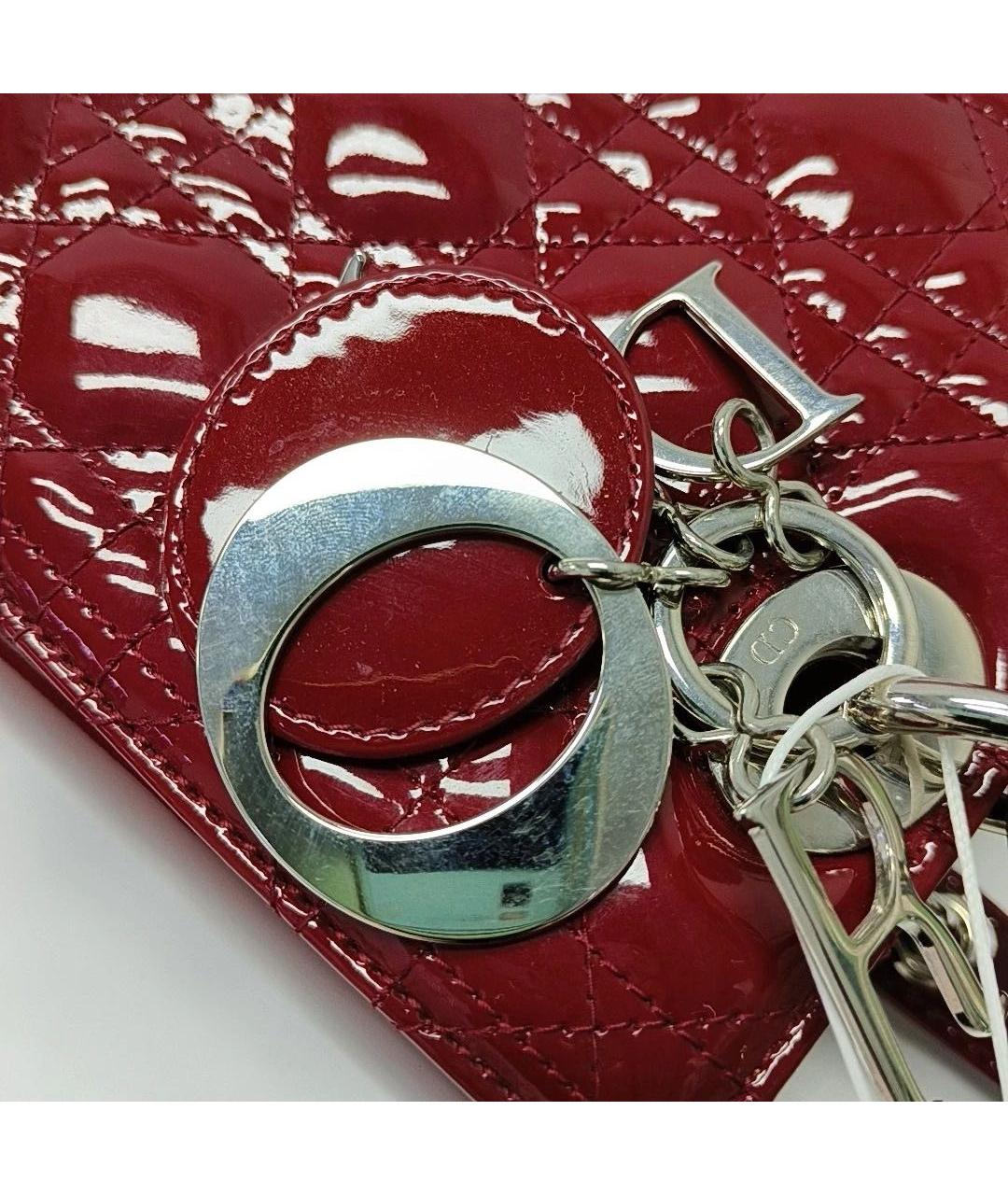 CHRISTIAN DIOR Красная сумка через плечо из лакированной кожи, фото 8