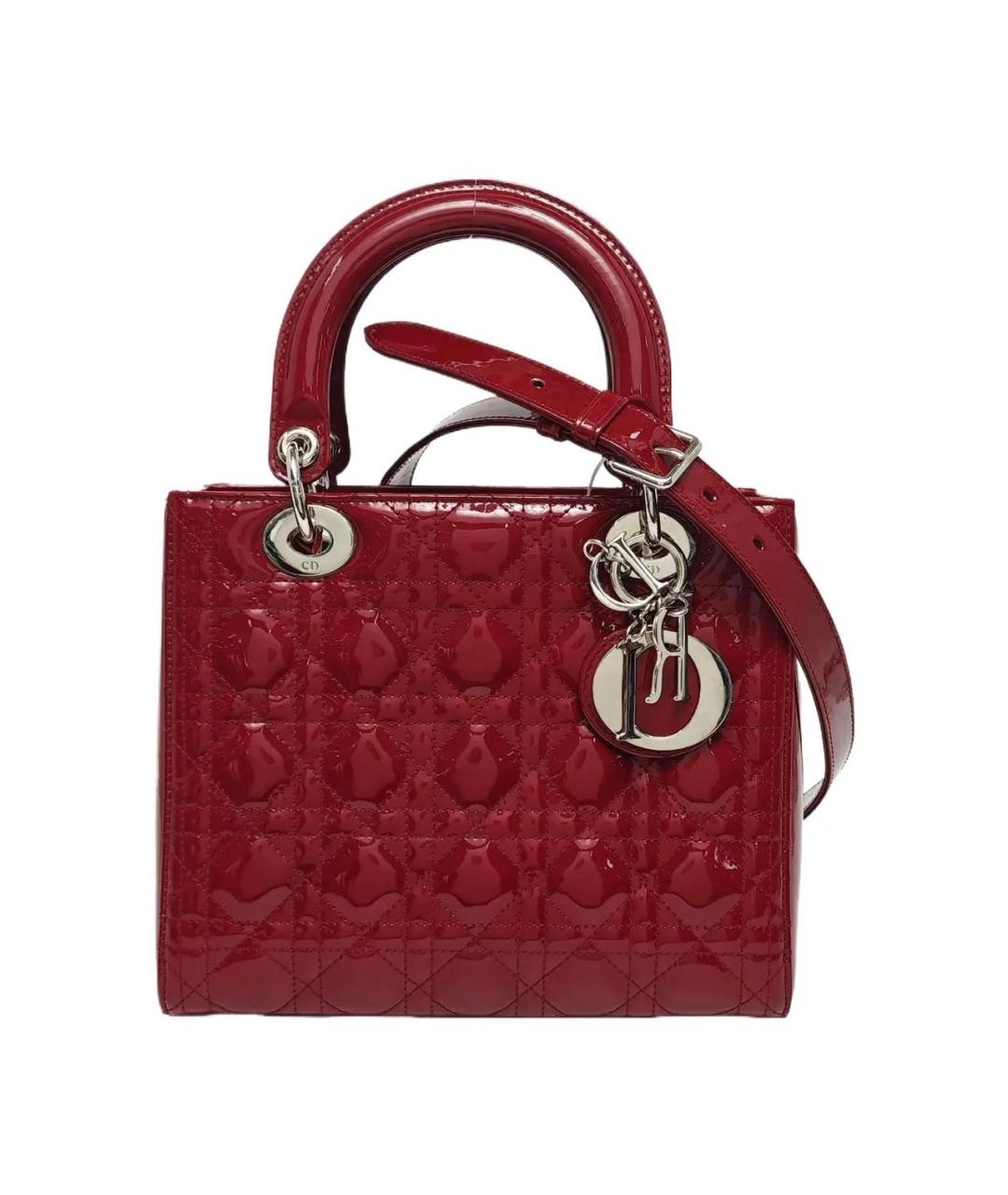 CHRISTIAN DIOR Красная сумка через плечо из лакированной кожи, фото 1