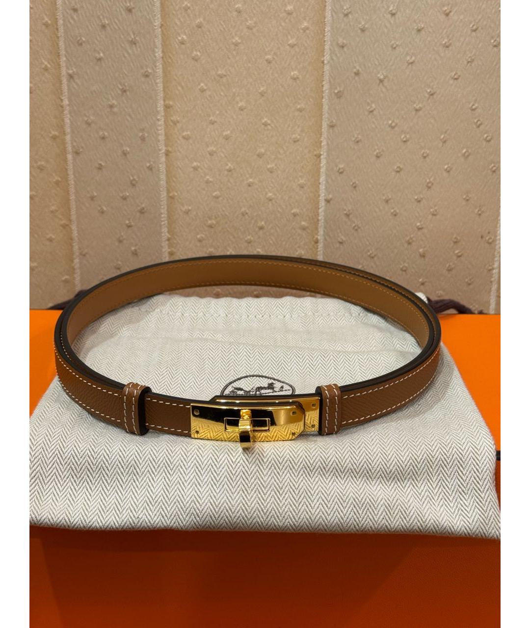 HERMES Коричневый кожаный ремень, фото 6