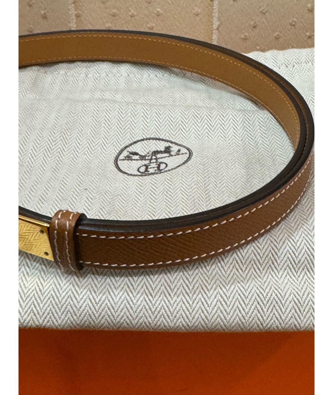 HERMES Коричневый кожаный ремень, фото 5