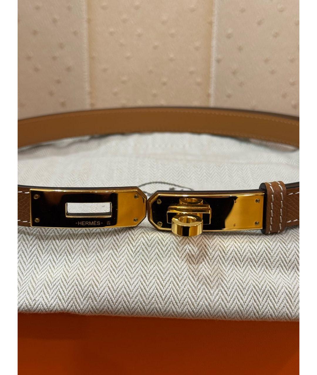 HERMES Коричневый кожаный ремень, фото 3