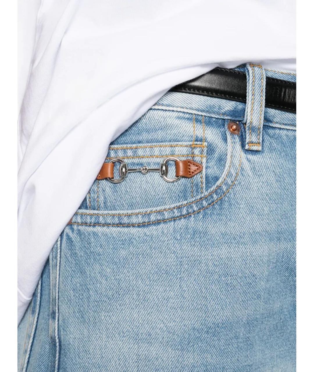 GUCCI Синие хлопковые прямые джинсы, фото 3