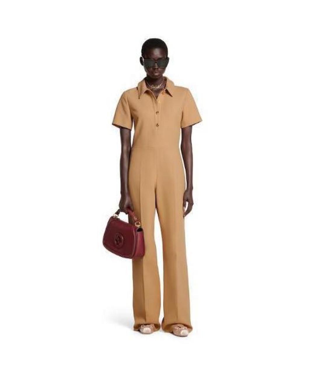 GUCCI Бежевый креповый комбинезон, фото 2